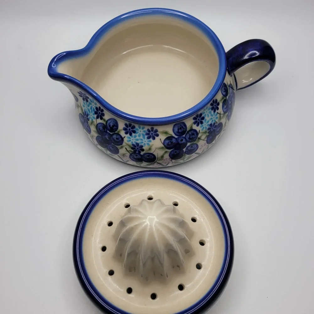 Kalich Polish Pottery Citrus Juicer Unikat Blueberry Floral Julia D‎ Boleslawiec
